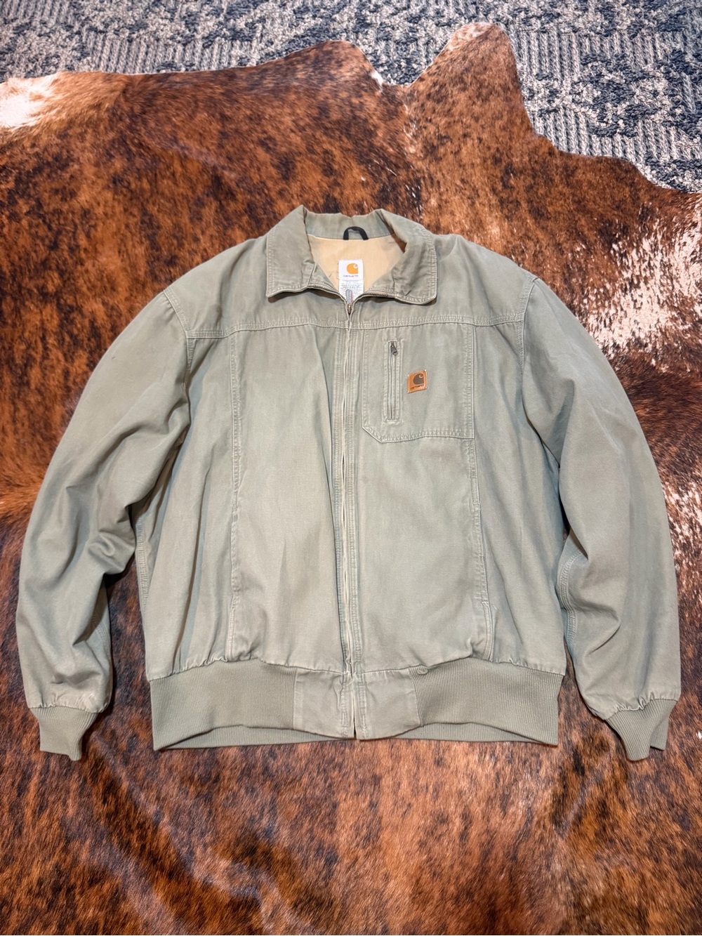 Vintage Carhartt J163 LDN Wylie Canvas Jacket 2XL Tall Olive Green USA Mexico 06